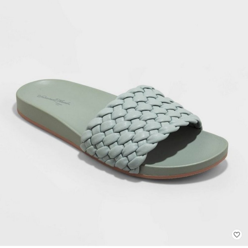 Universal Thread Light Sage Braided Slide Sandals